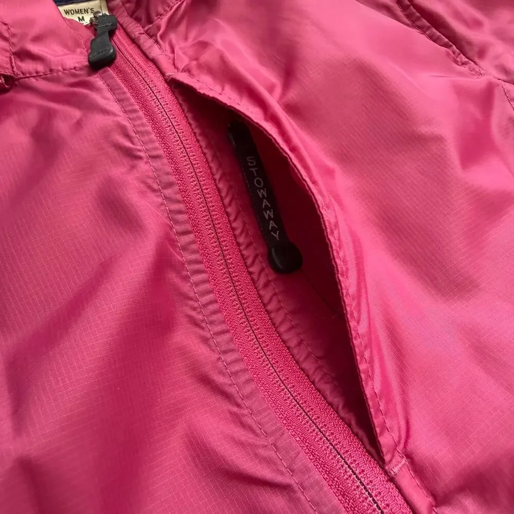 LL Bean Womens Pink Lightweight Full-Zip Jacket Windbreaker Size Medium